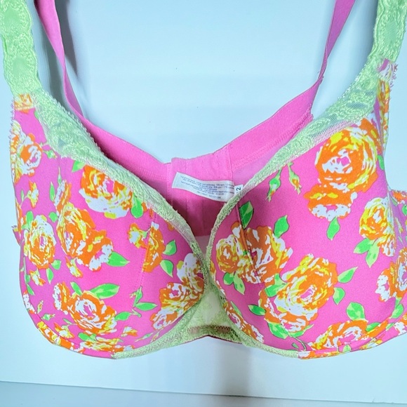 Cacique Pink and Yellow Floral Lace Bra - Picture 5 of 10